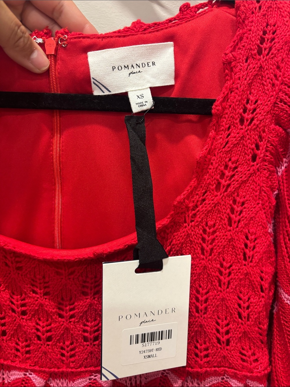 Tuckernuck Pomander Place Red Crochet Trim Devon Dress XS NWT - Picture 10 of 14